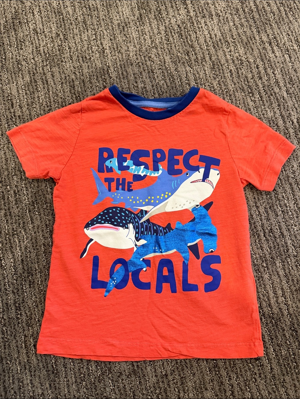 Mini Boden Orange Tee with Blue Ocean Graphic